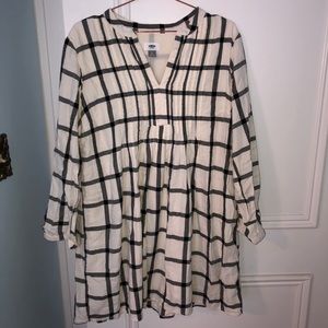 Old Navy plaid babydoll dress flannel black white (maternity compatible)